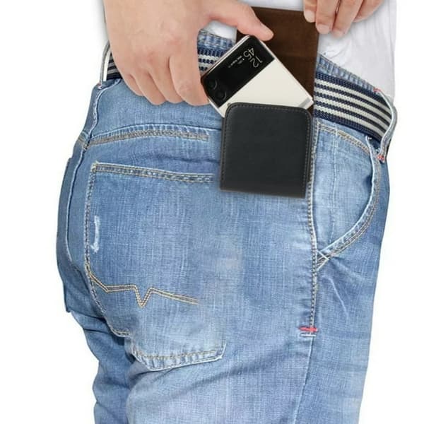 PU Leather Holster for Samsung Galaxy Z Flip 3 4 5 6, Smartphone Belt Pouch, Soft Inner Lining, Rotatable Hook