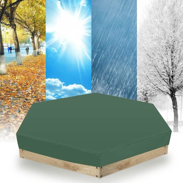 Vattentätt cover Hexagon Oxford-tyg Grön Anti UV - sandlådeskydd Cover för sandlådans leksaker Swimmin