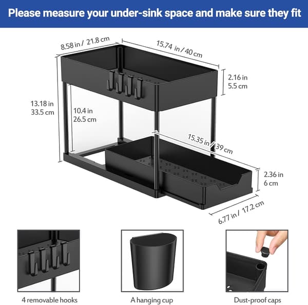 2-tier shelf under sink, countertops, multifunctional