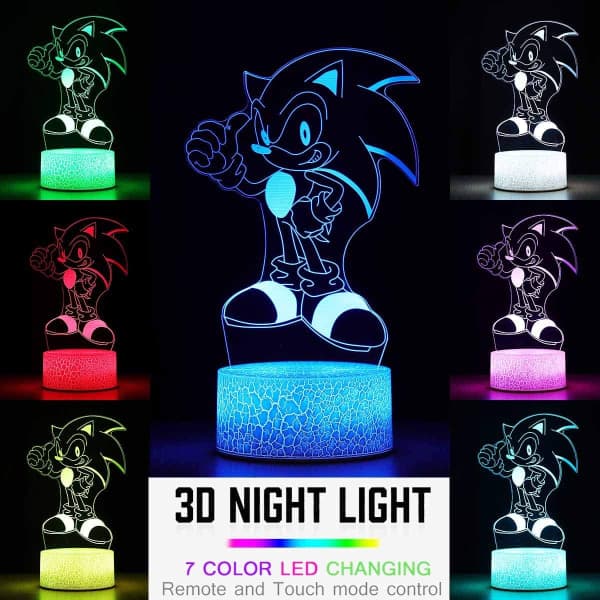 3D Illusjon Sonic The Hedgehog Nattlampe, 16 Fargeendringer