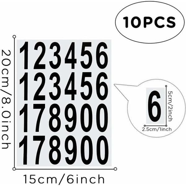 Mailbox Number Stickers, 10 Sheets, Waterproof, for Mailboxes and Address Numbers