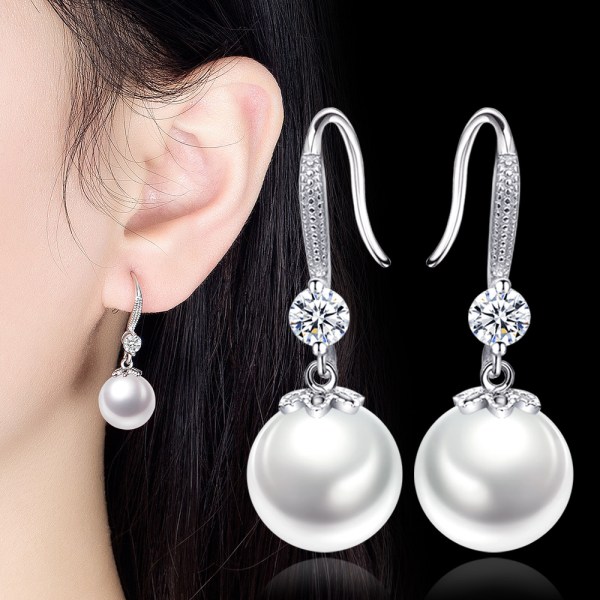 Carat Gold Plated Pendant Hypoallergenic AAA+ Sterling Silver S925 White Freshwater Pearl Earrings for Women