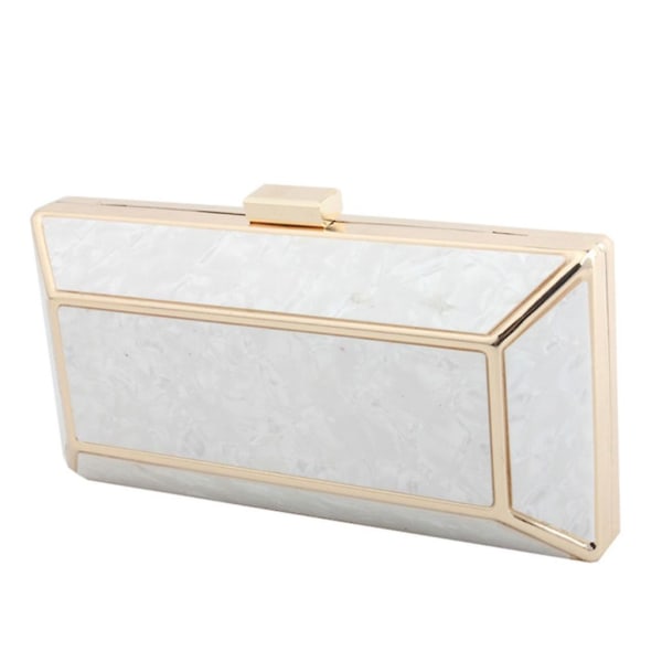 Kvinnemote Akryl Clutch Evening Bag Kjede Skulder Party Clutch Håndveske PWhite