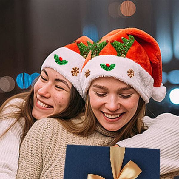 Pludset Julemandshue, Sjove Julehatte Til Børn & Voksne Julehat, Juleferiehat, Unisex Fløjl Klassisk Julemandshue Til Jul Nytår B