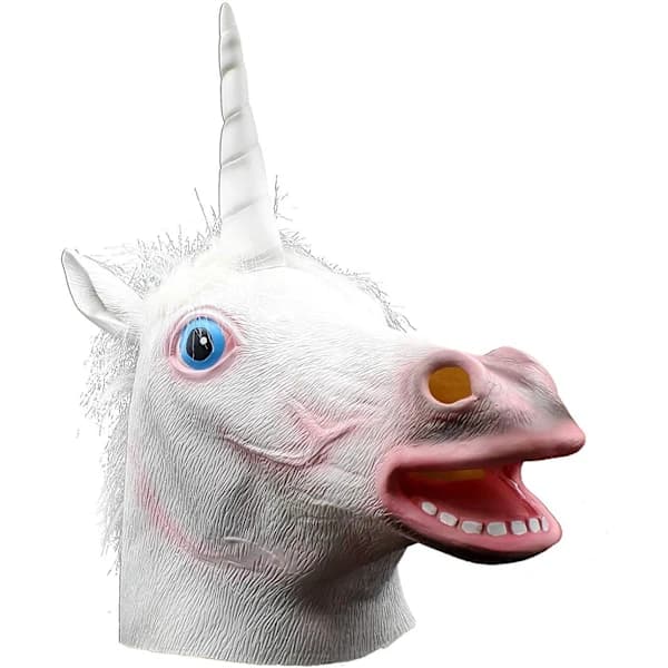 Halloween Kostymdyr Hode Latex Maske Enhjørningsmaske