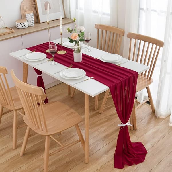 Chiffon bordløper bryllup borddekorasjon bursdagsinnredning