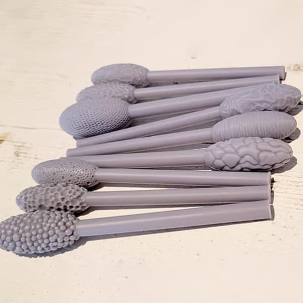 Texture Tool Kit for Art Projects, 9-Piece Kit with Oval Pattern Rollers, Modeling Sticks for DIY Crafts (Single Head)