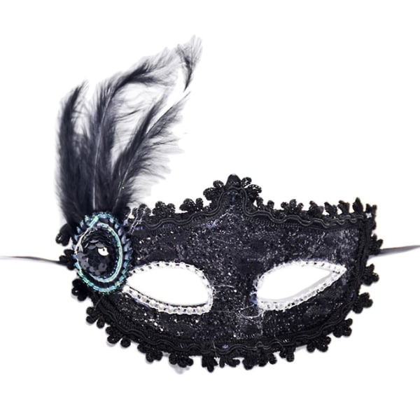 Maskerademaske Kvinner Venetian Mask Party Prom Voksenlek Carnival PartyBlack
