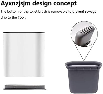 Silicone Toilet Brush and Holder with Dual Base, Quick-Drying Stand, Soft Wall-Mounted Vertical Bathroom Brush, White