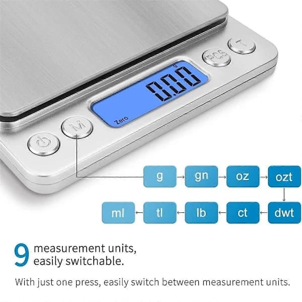 Kitchen Scale 3kg/0.1g Digital Kitchen Scale Weight Gram and Ounce for Baking Cooking Coffee LCD Screen Hanging Hook