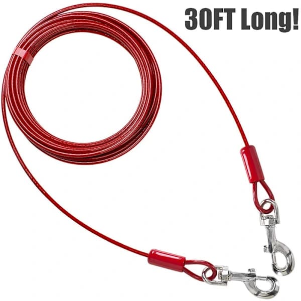 Hundebindekabel 9m, Kraftig, Reflekterende, Rustfrit Hundesnor Op til 56 kg