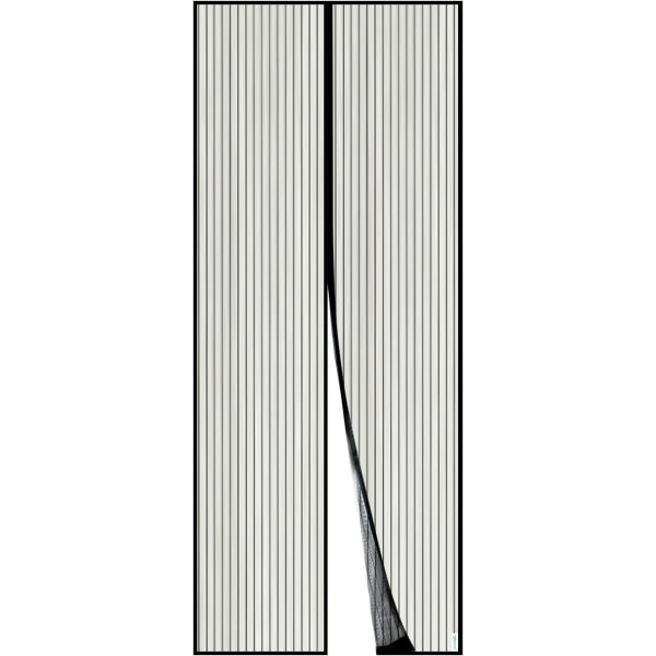 Magnetisk myggnätsdörr, mesh , magnetisk tätning från topp till botten med automatisk stängning, håller frisk luft i (90x210cm, svart)