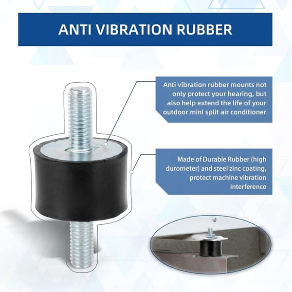 Silent Exhaust Block Male Rubber Knobs Damper M8 30x20 mm 4-pack Anti-Vibration Isolator Vibration Isolator Mount for Mini Split Heat Pumps