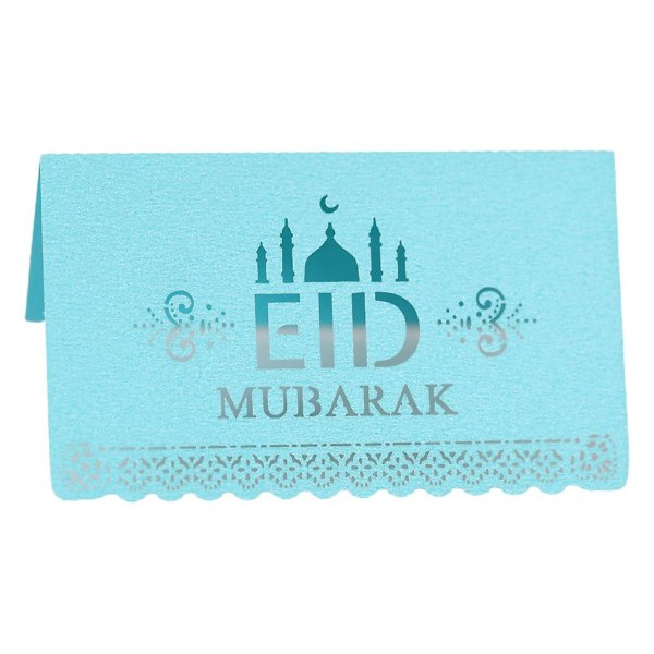 100 kpl Paperinen postikortti Ramadan Party -istuintaulukko Kutsu Cutout Menu Board Juhlakoristeet Sininen