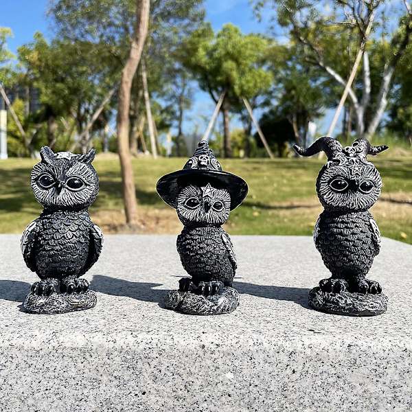 Halloween Ugle Statue Dyrestatue Magisk Ugle Harpiks Håndværk Ornament Have Dekoration
