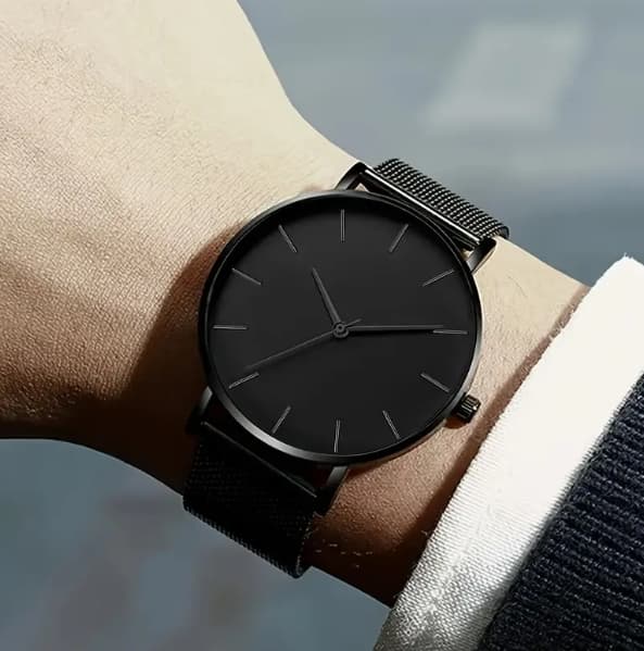 Herreur, Quartz, med slidstærk rem i rustfrit stål, 40 mm, sort