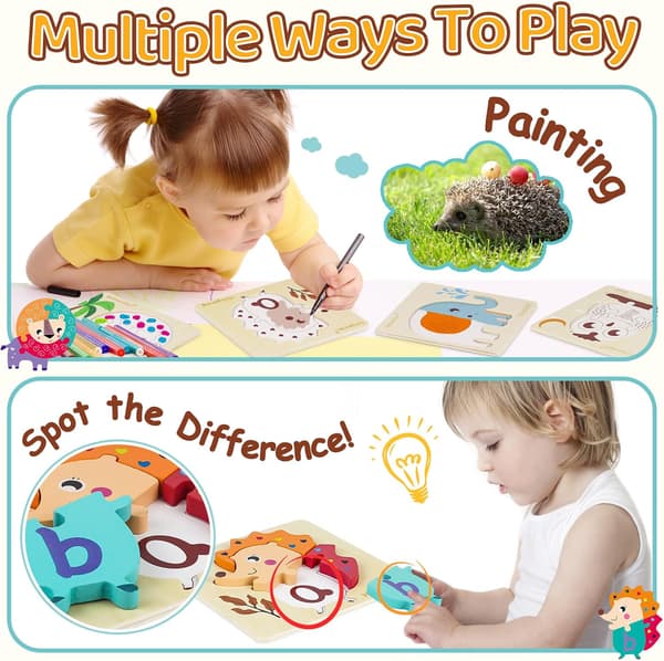 Wooden Animal Puzzles, 4 pcs