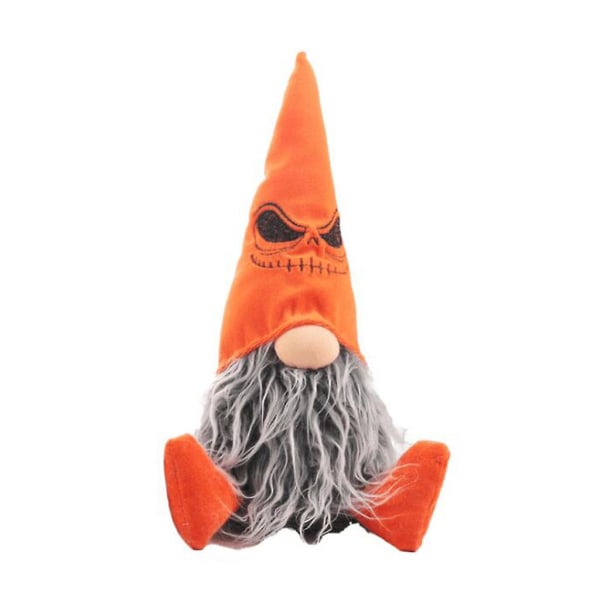 Halloween Gnome Handgjord Tomte Svensk Gnome Sittande Nisse Skandinavisk Gnome Prydnad Bord Dekoration PresentOrange