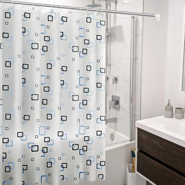 Duschdraperi, 200x200 cm, duschdraperifoder med krokar och öljetter