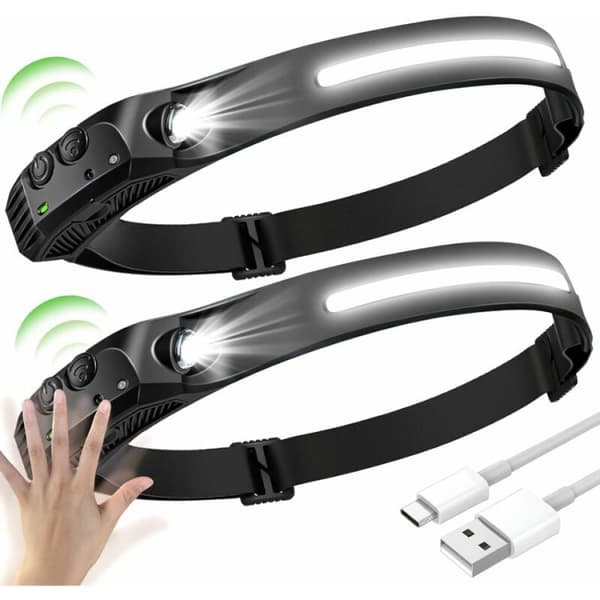 2-pak LED-pandelygte, LED-pandelygte med sensor, pandelampe