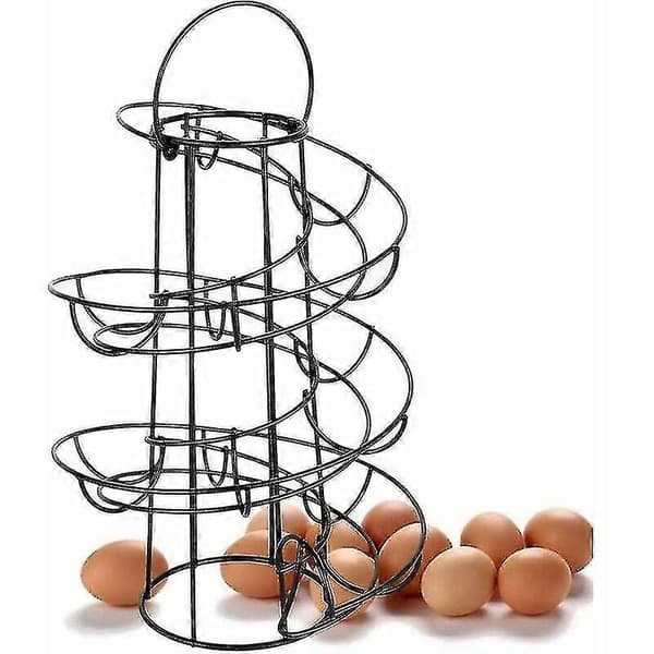 Spiralformet eggstativ i metall - Eggstativ til kjøkkenet - 24 egg (svart)