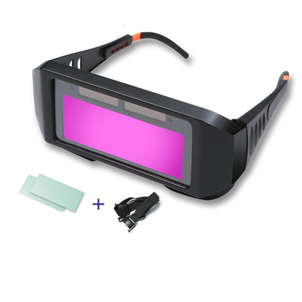 Soldrivna svetsglasögon för automatisk mörkläggning, LCD-svetsglasögon med justerbar lampskärm, 10 skyddsark