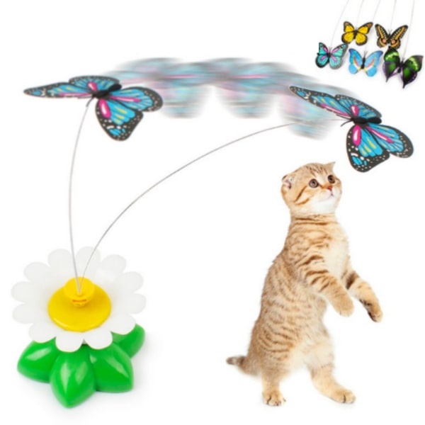 Cat Toys Interactive Butterfly Flutter Bug Cat Automatisk Leksaksstimulerande Kitty Leksaker för innekatter -Fjärilsfärgen rann