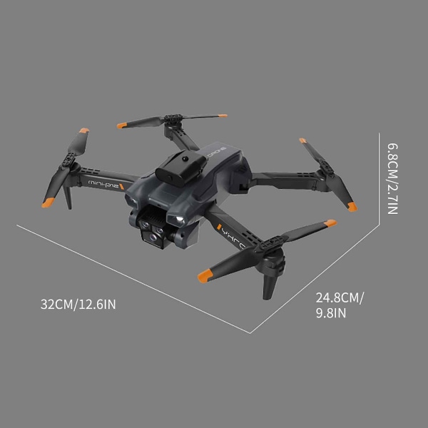 Harjaton drone, teräväpiirtoilmakuvaus neljällä lentokoneella taittuva esteiden välttäminen kaukosäädin C Black
