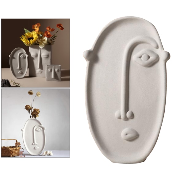 Kreativ Keramisk Vas Torkad Blomma Dekoration Konst Ansikte Skrivbordsdekoration (1 Stycke Långt Ansikte Trumpet)