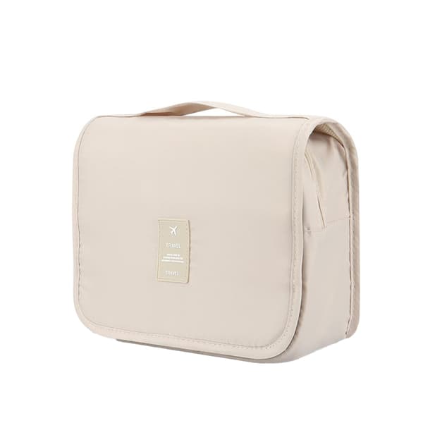 Hängande necessär för kvinnor, resetvättväskor med krok, beige
