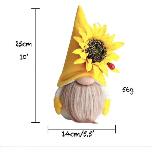 3 stk. Solsikke Forårsnisse Mantel Display, Landlig Lagdelt Bakke Rustik Skandinavisk Nissefigurer, Bi Dukke Ornamenter