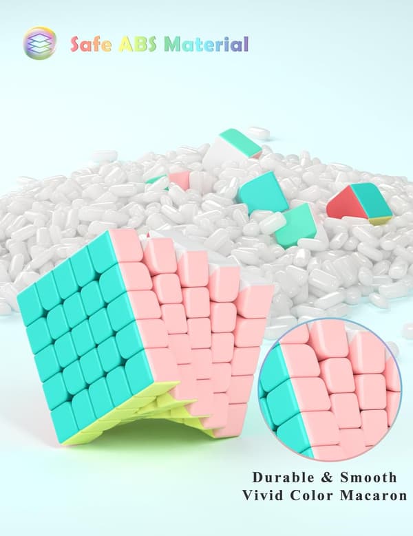 Speed Cube-5x5x5 Stickerless Magic Cube Macaron Levende Farve Hurtig Cubing til Klasseværelsestræning Puslespil Legetøj Terning 6.2x6.2x6.2cm 5x5 5x5