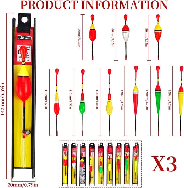 27-piece fishing float set with weights, fishing line and hooks, for common fish, trout, eel