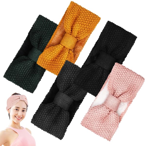 Strikkede knutehårbånd elastiske for kvinner 5 stk elastisk ullgarn motehårbånd hårtilbehør daglig look og trening