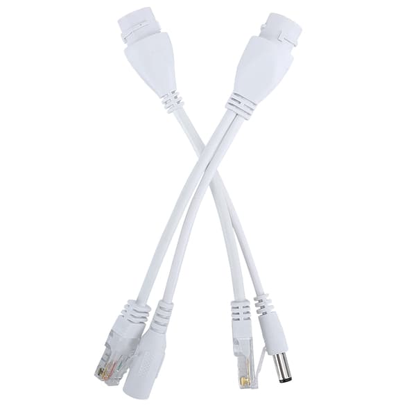 POE-adapterkabel Ikke-standard Vanntett Injektor Splitter DC12V (Hvit)