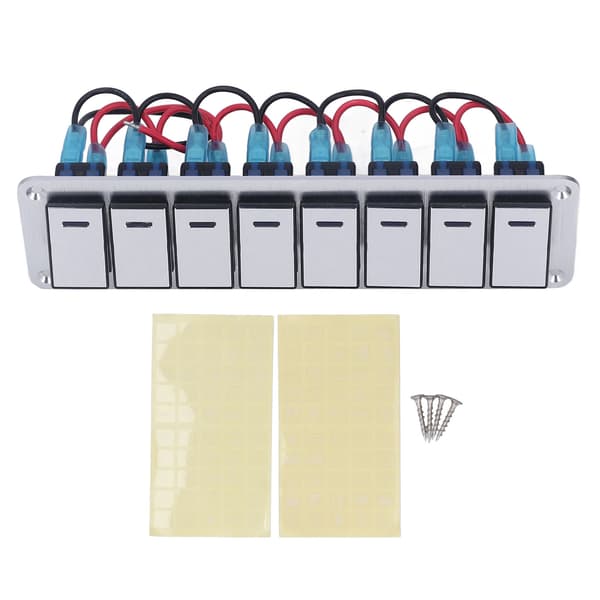 8-vejs 3-bens LED-indikator Afbryderpanel Blåt lys Tænd Sluk 12V 24V