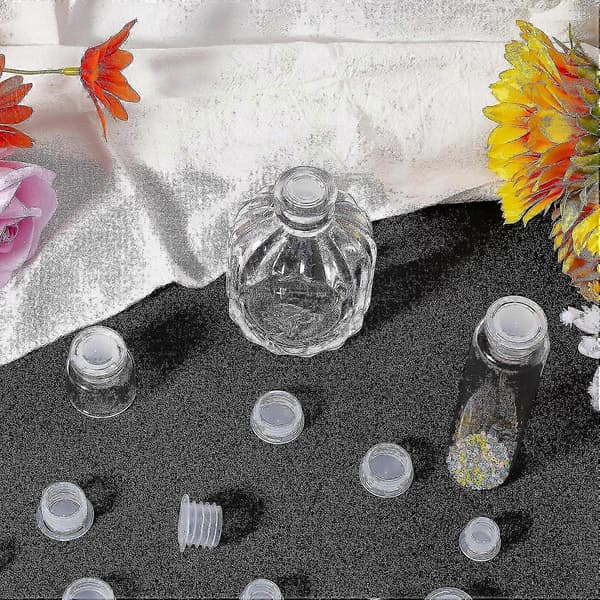 50 Pcs Silicone Salt and Pepper Shaker Stoppers with Pull Tab Plastic Salt Shaker Plug Replacement Clear Stopper Round End Hole Tube Plug
