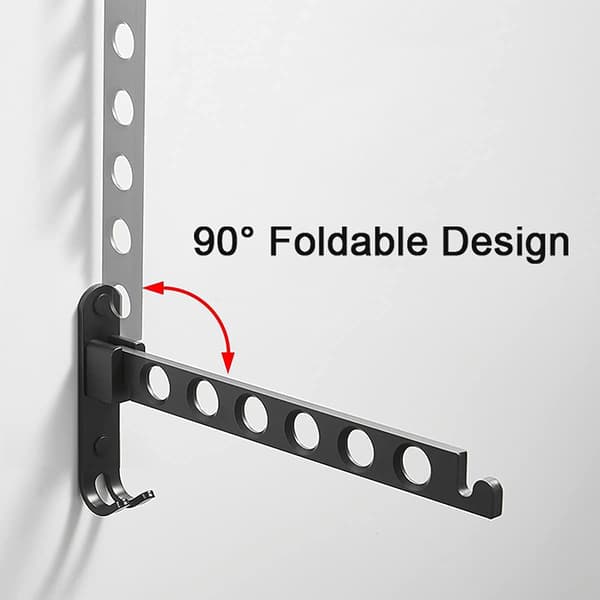 Wall Mounted Clothes Hanger, Wall Mounted Drying Rack, 90° Rotation