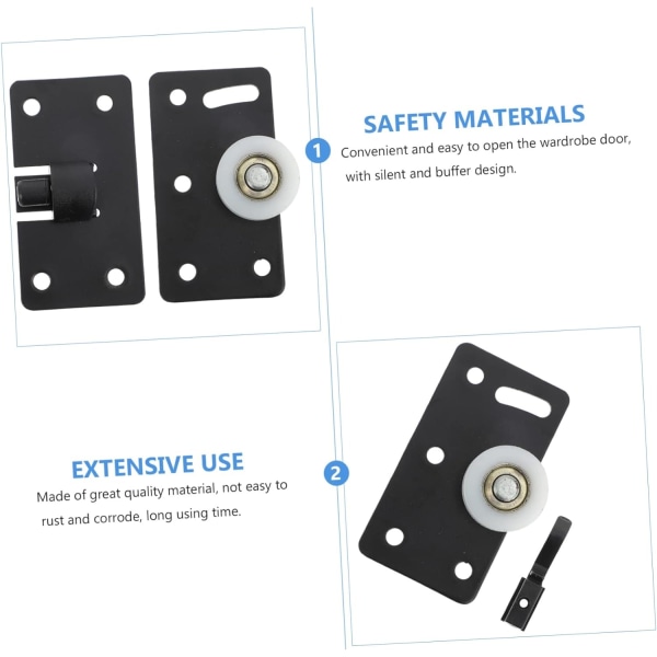 4 st/set Järn Garderobsdörrshjul Skåpshjul Skåp Glidande Dörr Rulluppsättning Låda Dörr Rulle 3.3X1.8X0.1 tum