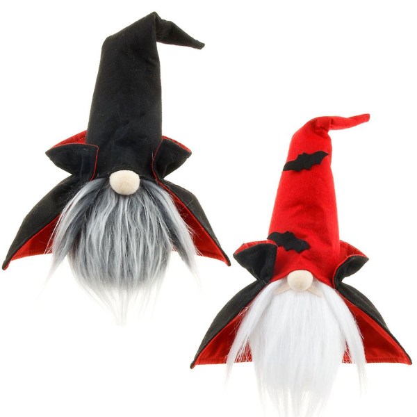 2 stk Halloween Vampyr Hexe Gnome Dukke Ornament Sød Tegneserie Elf Hjem Dekoration Halloween Hylde Ornament