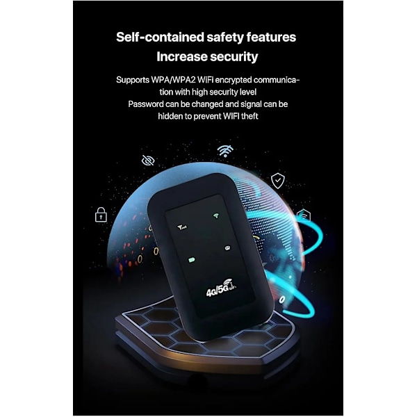Bærbar Wifi, mobil Wifi Bil Bærbar Wifi Kort Stikkontakt Batteri Sort