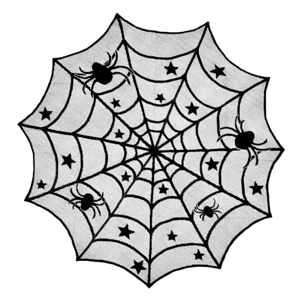 Halloween-koristeet pöytäliinajuoksija musta pitsi pyöreä hämähäkki hämähäkinseiti pöytäpeite musta hämähäkinseiti pitsi pöytäliina takka