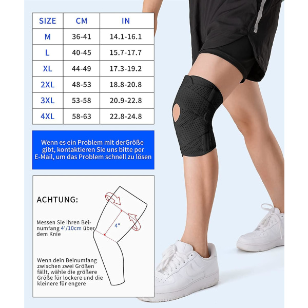 1 kpl Polvisuojus, Polvisuojus Sivustasentajilla Meniski-repeämän Polvikivun Hoitoon, Hengittävä Polvisuojus L Musta