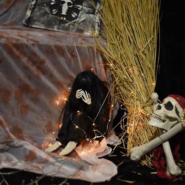 Halloween-koriste Haamu Äänellä Ja Vilkkuvilla Silmillä Pihalle Ulko- / Sisätiloihin Musta Black