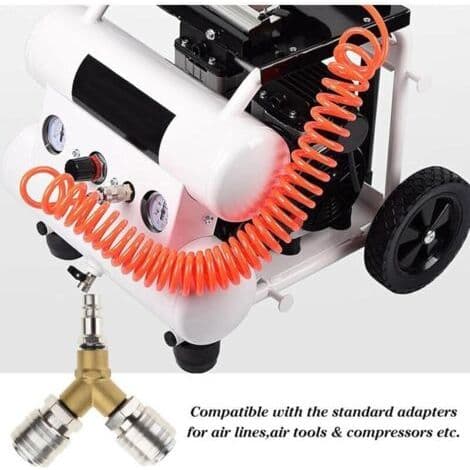 Air Compressor Coupling, Compressed Air Distributor, 1/4 \" Compressed Air Coupling, 3-Way Quick Connector for Compressed Air with Y-Distributor with External Thread
