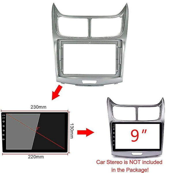 9 Tommer Bil Facia Kompatibel Med Chevrolet Sail 2004-2014 Dobbelt Din Dvd Panel