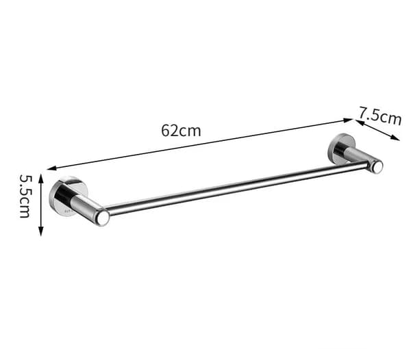 62 * 5,5 * 7,5 cm veggmontert håndklestativ, forkrommet, egnet