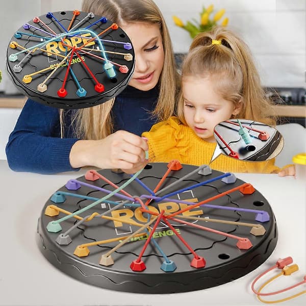 Brainy Knots Rope Untangle Puzzle, 21 cm Logic Board Game with 18 Colorful Ropes, Develops Strategic Thinking & Problem Solving
