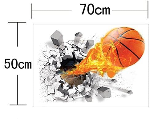 3D Self-Adhesive Removable (Flying Fire Basketball (19.7\" X 27.6\")