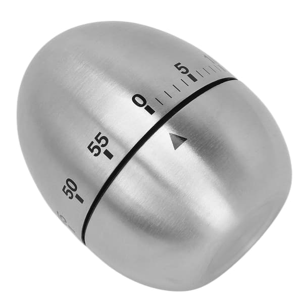 Mechanical Egg-Shaped Timer with Transparent Scale, Stainless Steel, Kitchen, Sauna, Time Reminder